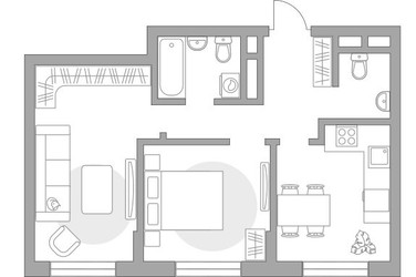 Планировка двухкомнатной(квартира) площадью 53.92 квадратных метров в ЖК “ЖК Живописный”