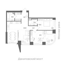 Планировка двухкомнатной(квартира) площадью 86.7 квадратных метров в “ЖК СТОУН Блик”