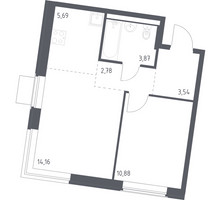 Планировка однокомнатной(квартира) площадью 40.92 квадратных метров в “ЖК Квартал Западный”