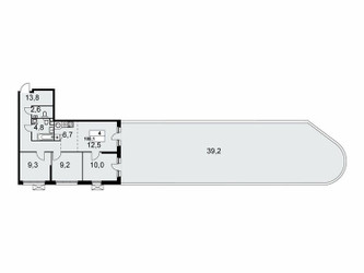 Планировка 4+ комнатной(квартира) площадью 108.1 квадратных метров в ЖК “ЖК Скандинавия”