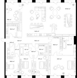 Планировка 4+ комнатной(квартира) площадью 305.9 квадратных метров в ЖК “Клубный дом Опус”