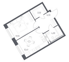 Планировка однокомнатной(квартира) площадью 38.17 квадратных метров в “ЖК ЭкоБунино (Южное Бунино)”