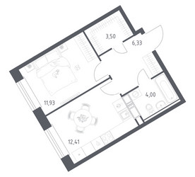 Планировка однокомнатной(квартира) площадью 38.17 квадратных метров в ЖК “ЖК ЭкоБунино (Южное Бунино)”