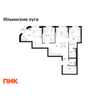 Планировка трехкомнатной(квартира) площадью 80.3 квадратных метров в “ЖК Ильинские луга”