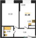 Планировка однокомнатной(квартира) площадью 41.9 квадратных метров в “ЖК Пушкино Град”