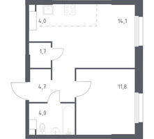 Планировка однокомнатной(квартира) площадью 39.2 квадратных метров в “ЖК ЭкоБунино (Южное Бунино)”