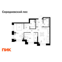 Планировка двухкомнатной(квартира) площадью 63.2 квадратных метров в “ЖК Середневский лес”