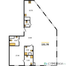 Планировка трехкомнатной(квартира) площадью 131.8 квадратных метров в “ЖК Titul на Серебрянической (Титул)”