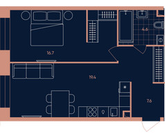 Планировка двухкомнатной(квартира) площадью 48.3 квадратных метров в “Квартал Эра”