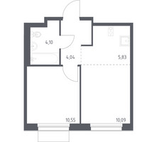 Планировка однокомнатной(квартира) площадью 34.61 квадратных метров в “ЖК Новое Внуково”