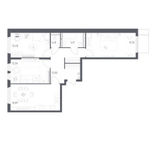 Планировка трехкомнатной(квартира) площадью 75.1 квадратных метров в “ЖК Остафьево”