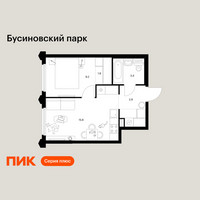 Планировка однокомнатной(квартира) площадью 35.2 квадратных метров в “ЖК Бусиновский парк”