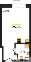 Планировка студии(квартира) площадью 25.76 квадратных метров в ЖК “ЖК Citimix (СитиМикс)”