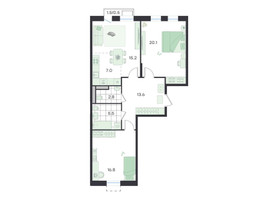 Планировка трехкомнатной(квартира) площадью 81.5 квадратных метров в “ЖК G3 Театральный”
