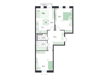 Планировка трехкомнатной(квартира) площадью 81.5 квадратных метров в ЖК “ЖК G3 Театральный”