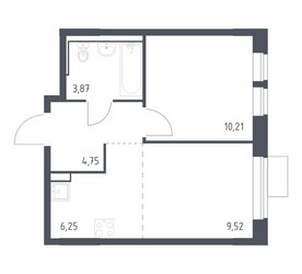 Планировка однокомнатной(квартира) площадью 34.6 квадратных метров в ЖК “ЖК Молжаниново”