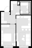 Планировка однокомнатной(квартира) площадью 34.4 квадратных метров в “ЖК MALEVICH (Малевич)”