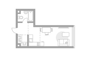 Планировка студии(квартира) площадью 30.36 квадратных метров в “ЖК Мневники от Гранель”