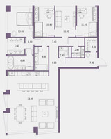 Планировка трехкомнатной(квартира) площадью 145.7 квадратных метров в “ЖК Северный порт. Береговые кварталы”