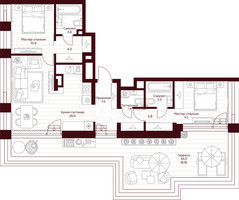 Планировка двухкомнатной(квартира) площадью 80.4 квадратных метров в “ЖК Дом 7 Даниловский”