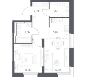 Планировка однокомнатной(квартира) площадью 40.91 квадратных метров в ЖК “ЖК Квартал Строгино”
