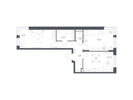 Планировка двухкомнатной(квартира) площадью 58.85 квадратных метров в “ЖК Квартал Строгино”