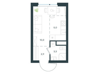 Планировка студии(квартира) площадью 21.2 квадратных метров в ЖК “ЖК Level Лесной”