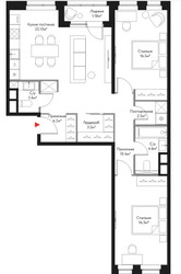 Планировка трехкомнатной(квартира) площадью 85.88 квадратных метров в ЖК “ЖК Время”