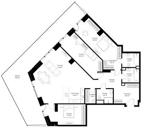 Планировка трехкомнатной(апартаменты) площадью 174.74 квадратных метров в ЖК “ЖК JOIS (Джойс)”