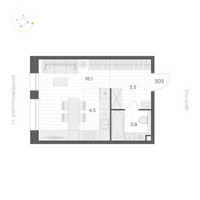 Планировка студии(квартира) площадью 30 квадратных метров в “ЖК АРТЕЛЬ”