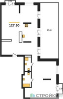 Планировка трехкомнатной(квартира) площадью 127.6 квадратных метров в “ЖК Квартал Метроном”