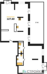 Планировка трехкомнатной(квартира) площадью 127.6 квадратных метров в ЖК “ЖК Квартал Метроном”