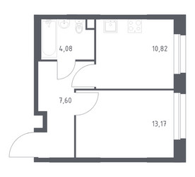 Планировка однокомнатной(квартира) площадью 35.67 квадратных метров в ЖК “ЖК ЭкоБунино (Южное Бунино)”
