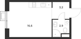 Планировка студии(квартира) площадью 22.7 квадратных метров в “ЖК Форевиль”