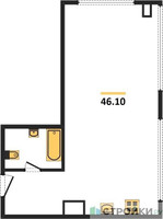 Планировка однокомнатной(апартаменты) площадью 46.1 квадратных метров в “ЖК Nametkin Tower (Наметкин Тауэр)”