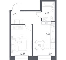 Планировка однокомнатной(квартира) площадью 37.55 квадратных метров в “ЖК ЭкоБунино (Южное Бунино)”