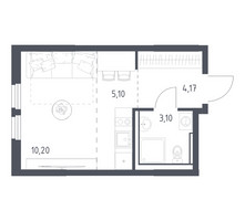 Планировка студии(квартира) площадью 22.57 квадратных метров в “ЖК Пригород Лесное”