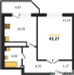 Планировка однокомнатной(квартира) площадью 43.27 квадратных метров в “ЖК Москворецкий”