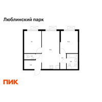Планировка двухкомнатной(квартира) площадью 50 квадратных метров в “ЖК Люблинский парк”