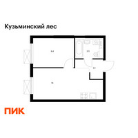 Планировка однокомнатной(квартира) площадью 32 квадратных метров в “ЖК Кузьминский лес”