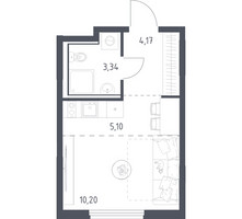 Планировка студии(квартира) площадью 22.81 квадратных метров в “ЖК Пригород Лесное”