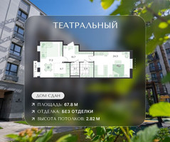 Планировка трехкомнатной(квартира) площадью 67.8 квадратных метров в “ЖК Театральный”