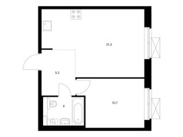 Планировка однокомнатной(квартира) площадью 41.2 квадратных метров в “ЖК Люблинский парк”