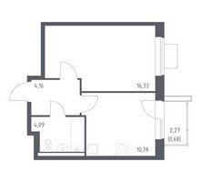 Планировка однокомнатной(квартира) площадью 36.05 квадратных метров в “ЖК Квартал Западный”