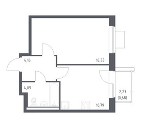 Планировка однокомнатной(квартира) площадью 36.05 квадратных метров в ЖК “ЖК Квартал Западный”