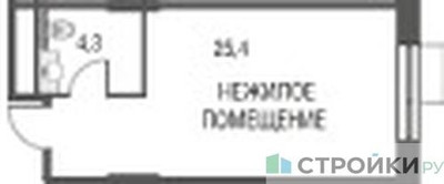 Планировка студии(квартира) площадью 29.9 квадратных метров в ЖК “ЖК Резиденции Архитекторов”