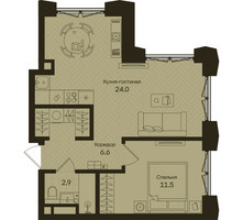 Планировка однокомнатной(квартира) площадью 45 квадратных метров в “ЖК Дом на Часовой”