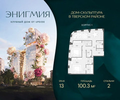 Планировка двухкомнатной(квартира) площадью 100.3 квадратных метров в “Клубный дом Энигмия”