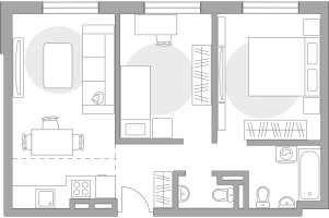 Планировка трехкомнатной(квартира) площадью 51 квадратных метров в “ЖК Аникеевский”