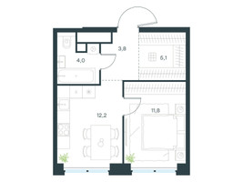 Планировка однокомнатной(квартира) площадью 36.9 квадратных метров в “ЖК Level Звенигородская”